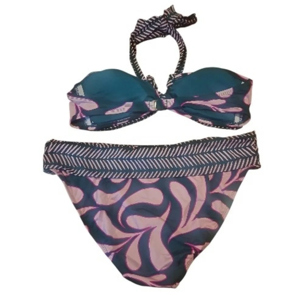 NWT Gibson Latimer Pink and Teal Bikini Set sz XL